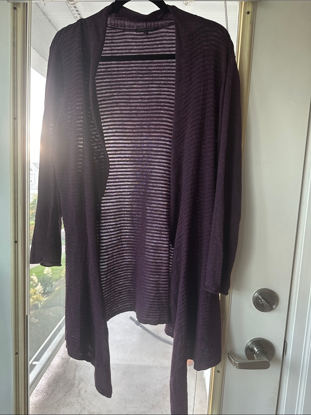 Eileen Fisher Plum Open-Front Long Cardigan